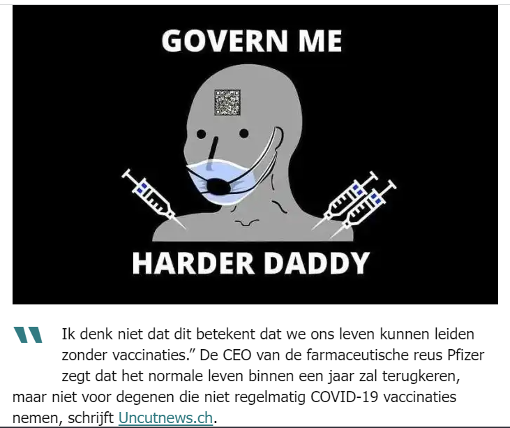 2021-09-27, Pfizer, leven zonder vaccinatie onmogelijk
